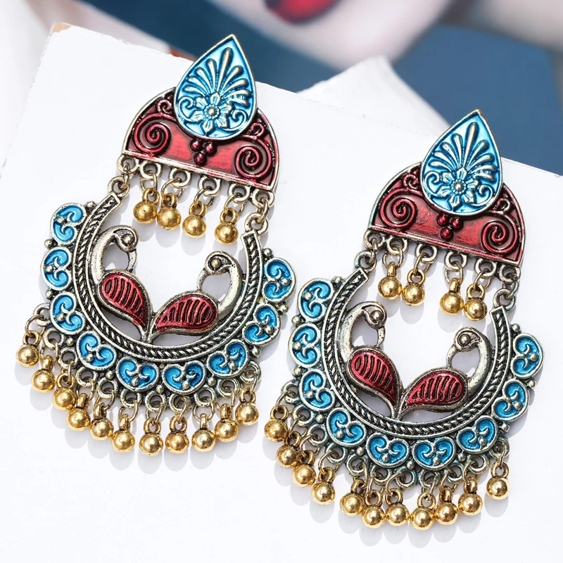 Этнические винтажные женские антикварные золотые серьги Jhumka индийские