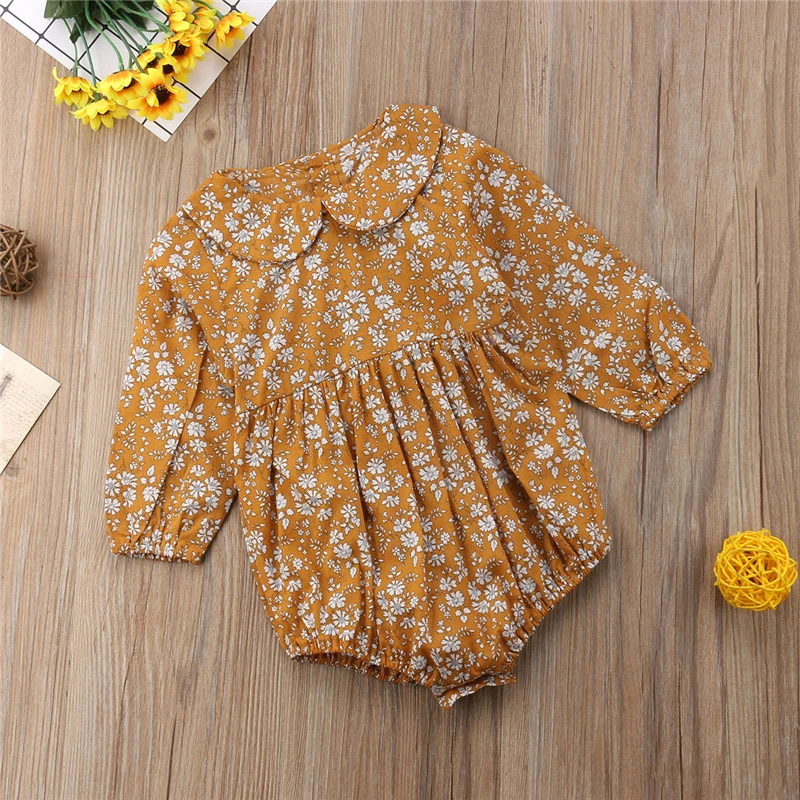 Infant Newborn Baby Girl Floral Princess Romper Clothes Sunsuit Jumpsuit Playsuit Kids Girls Long Sleeve Overall Rompers | Детская