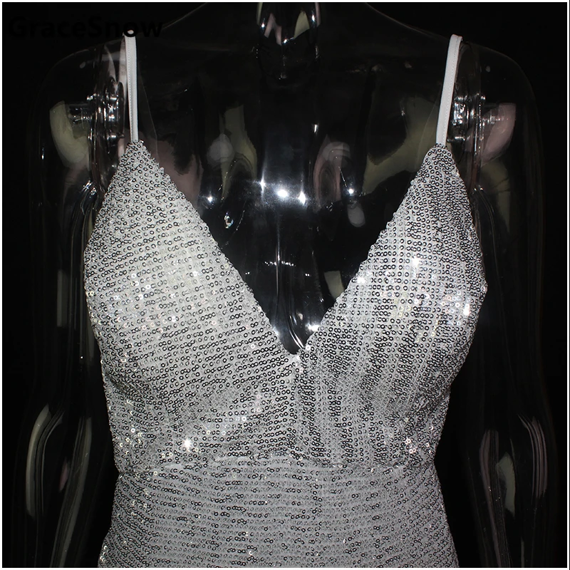 Пикантные серебряные Sequined Open Back Padded Платье Пол Длина серебро Блёстки без рукавов