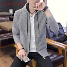 KUANGNAN мужской кардиган с капюшоном, мужской свитер с капюшоном, толстый кардиган, мужской свитер, мужской вязаный зимний свитер, мужской кардиган, новинка 2018