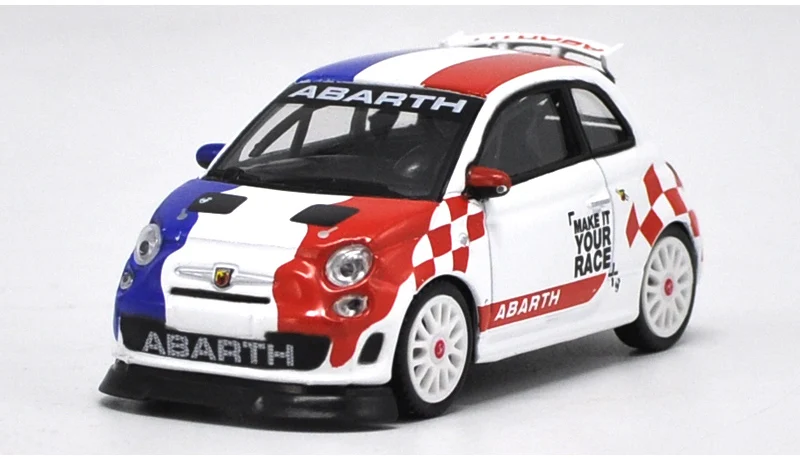 4 4 цвета 1:43 Fiat Abarth 500 гоночный игрушечный автомобиль игрушки для детей литая модель автомобиля подарок на день рождения - Цвет: 4