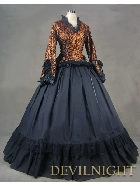 Романтичное винтажное платье с длинными рукавами в готическом викторианском