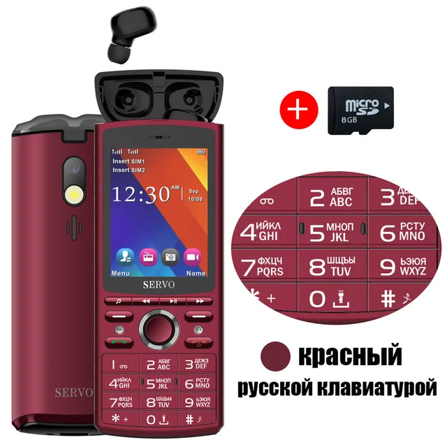 SERVO R25 Беспроводная Bluetooth гарнитура Мобильный телефон fm-радио 6000 мАч большой аккумулятор банк питания MP3 MP4 музыкальный мобильный телефон - Цвет: Red RU Keybo N 8G