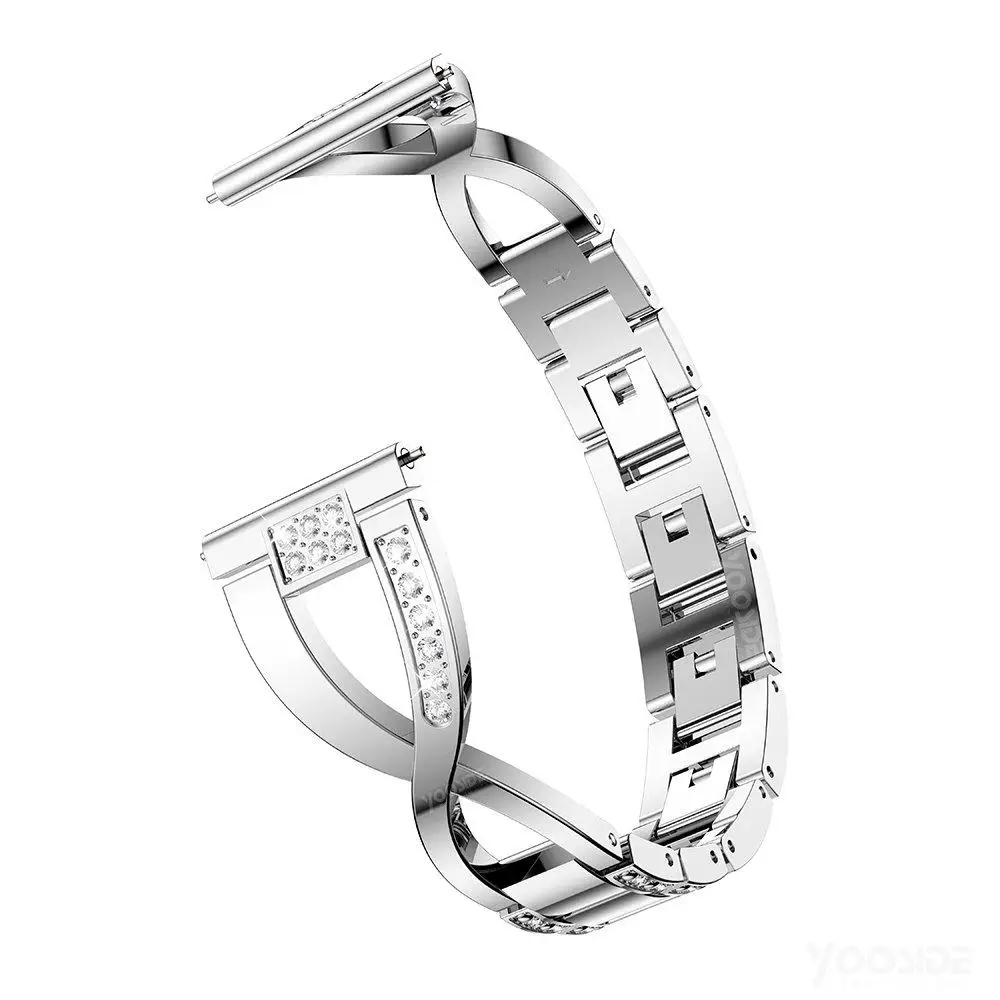 Silver Для Ticwatch C2, розовое золото, 18 мм, быстросъемный металлический ремешок из нержавеющей стали для часов, браслет для Fossil Q Venture Gen3/Gen4 HR - Цвет: Silver