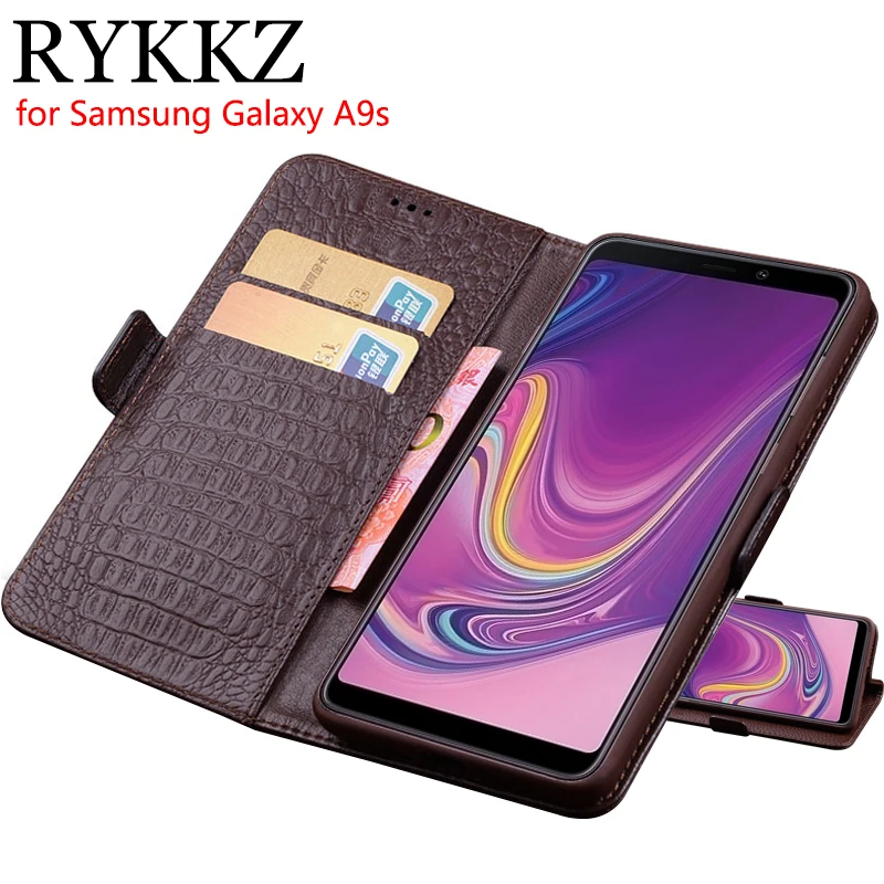RYKKZ чехол для Samsung Галактики A9s Роскошный кошелек из натуральной кожи с откидной