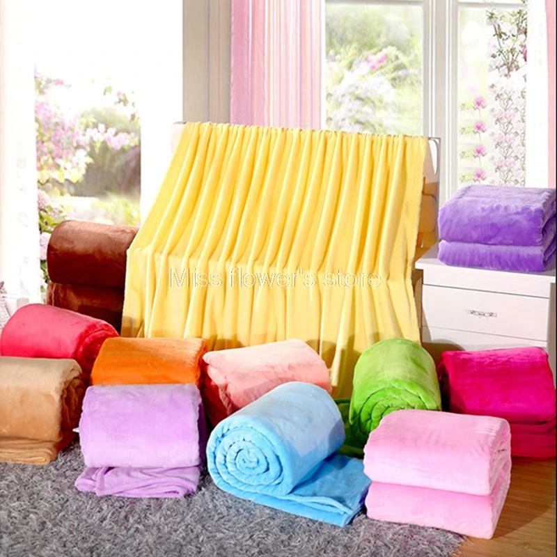 50*70CM / 70*100CM 100*140CM Soft Warm Solid Colors Flannel Coral Fleece Blanket Air Conditioning Bedspreads | Дом и сад
