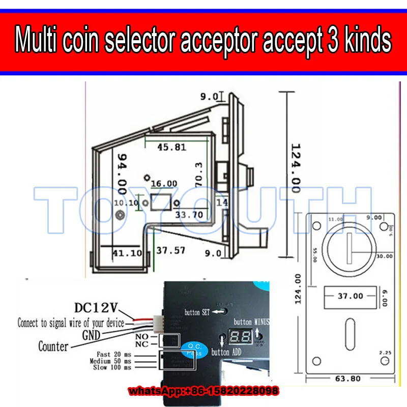 Мульти монетоприемник электронный от 1 до 3 монет Расширенный JY 928 ЦП монеты