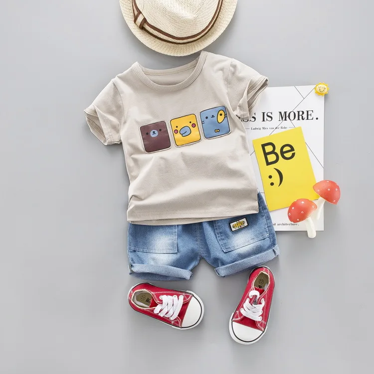 Grey no shoes hat Хлопковые комплекты одежды с героями мультфильмов для маленьких мальчиков и девочек; сезон лето; Новинка года; стильная детская одежда; костюмы с короткими рукавами; детская одежда - Цвет: Grey no shoes hat
