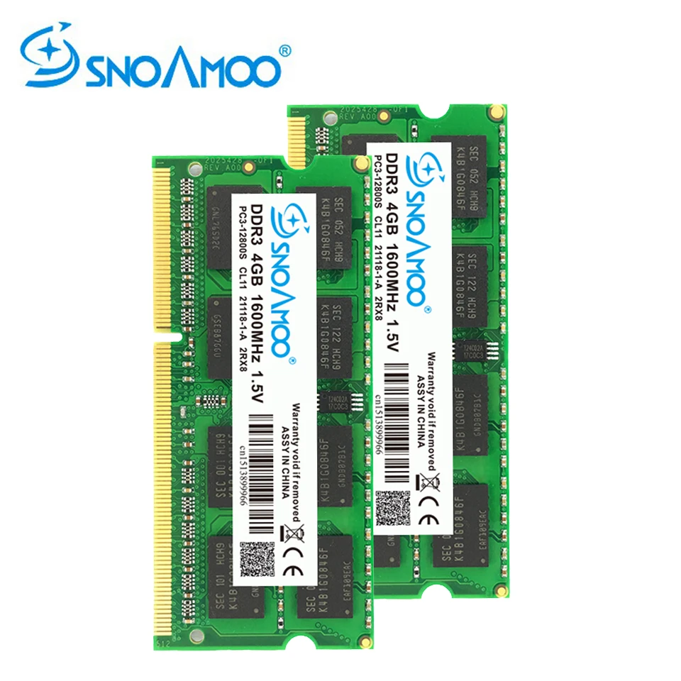 Memória do Caderno Garantia da Memória do Computador Snoamoo – 1600 Mhz Pc3-10600s 204-pino 1.5v 2rx8 So-dimm Ram Ddr3 4gb 1333