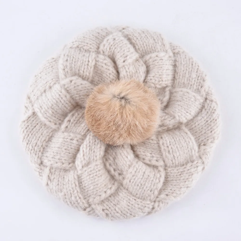 Милая зимняя шапка TQMSMY для женщин вязаные шерстяные береты с помпоном из