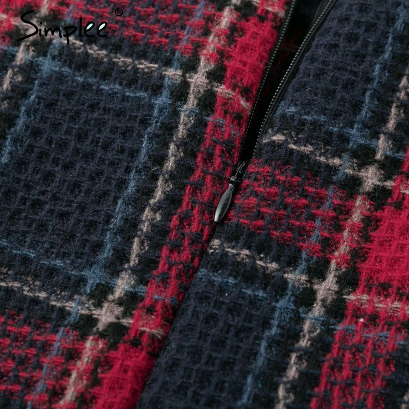 Simplee зимний комплект из 2 предметов твидовое клетчатое платье укороченный Топ для