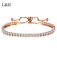 lh 2019 new luxury cz crystal tennis silver gold wedding push pull bracelets for women charm bangles party fashion jewelry