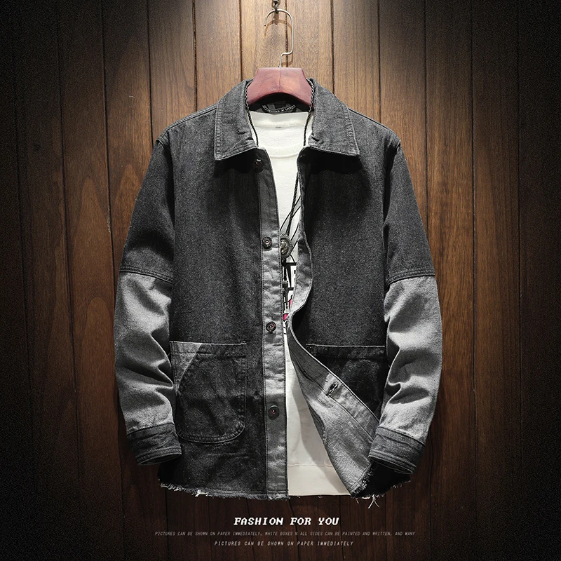 Мужская джинсовая куртка в стиле ретро осень 2018 новинка потертая тонкая модная