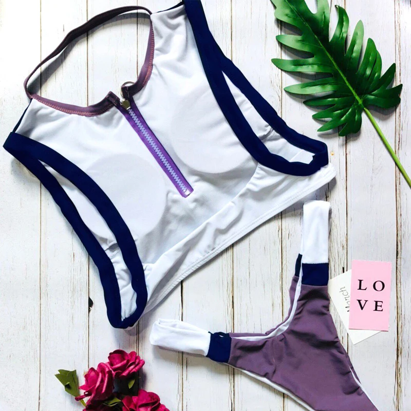 Bikinx спортивный купальник на молнии для женщин, бразильские стринги, женское бикини, пуш-ап, купальник,, Сексуальное Желтое Бикини, купальный костюм