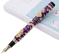 jinhao purple cloisonne calligraphy fountain pen double dragon fude bent nib advanced craft writing gift pen for business office