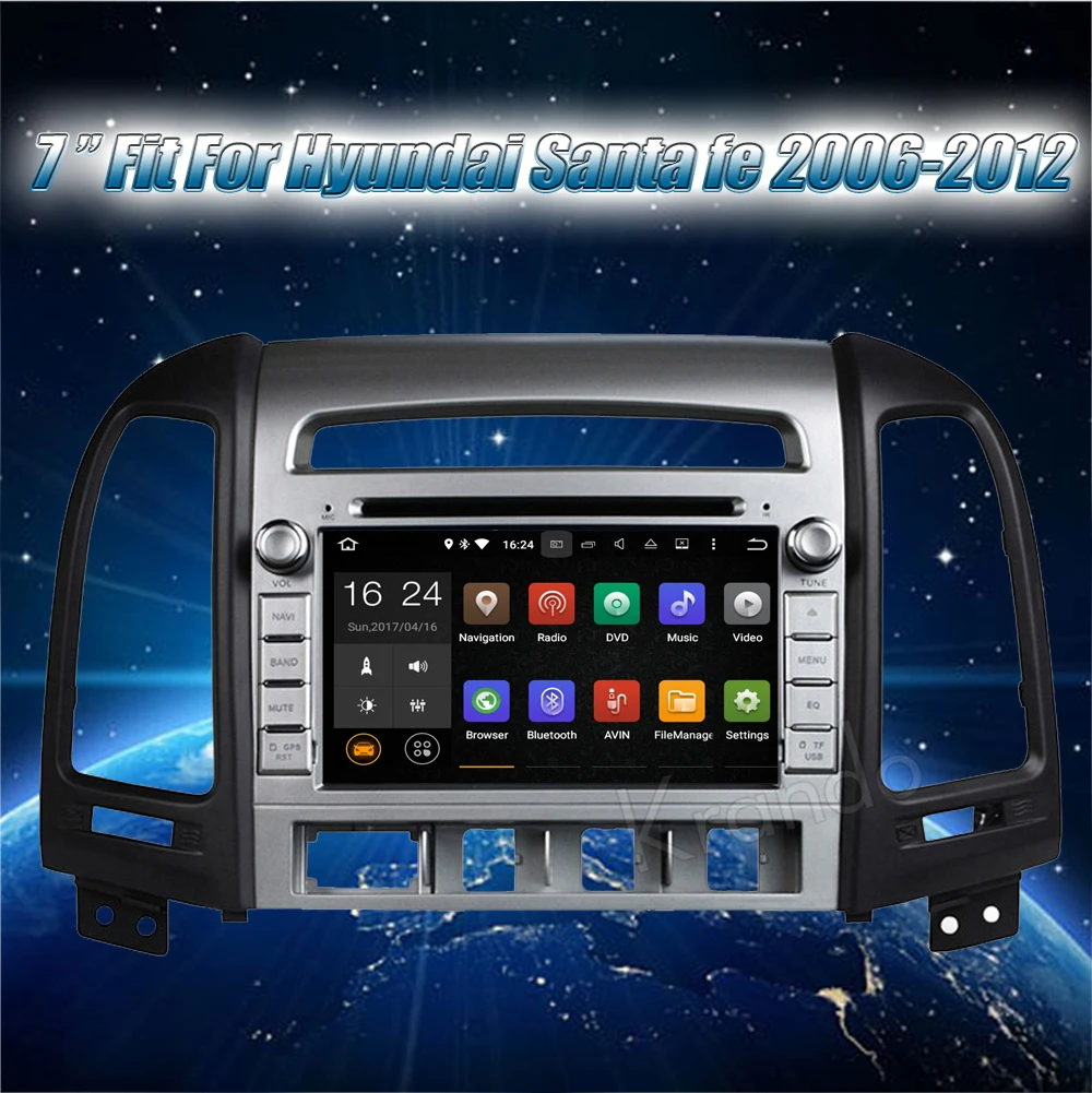 Krando Android 8 0 автомобильный Радио gps dvd плеер навигационная система для hyundai santa fe 2006