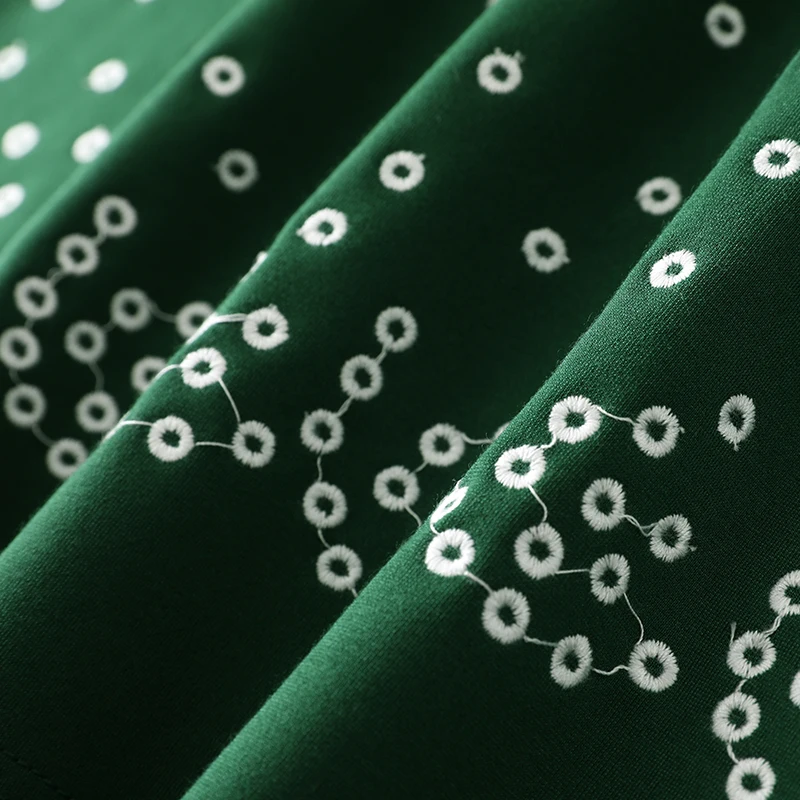 Летние Для женщин Вышивка плюс Размеры Платья для Элегантный Леди Черный Зеленый