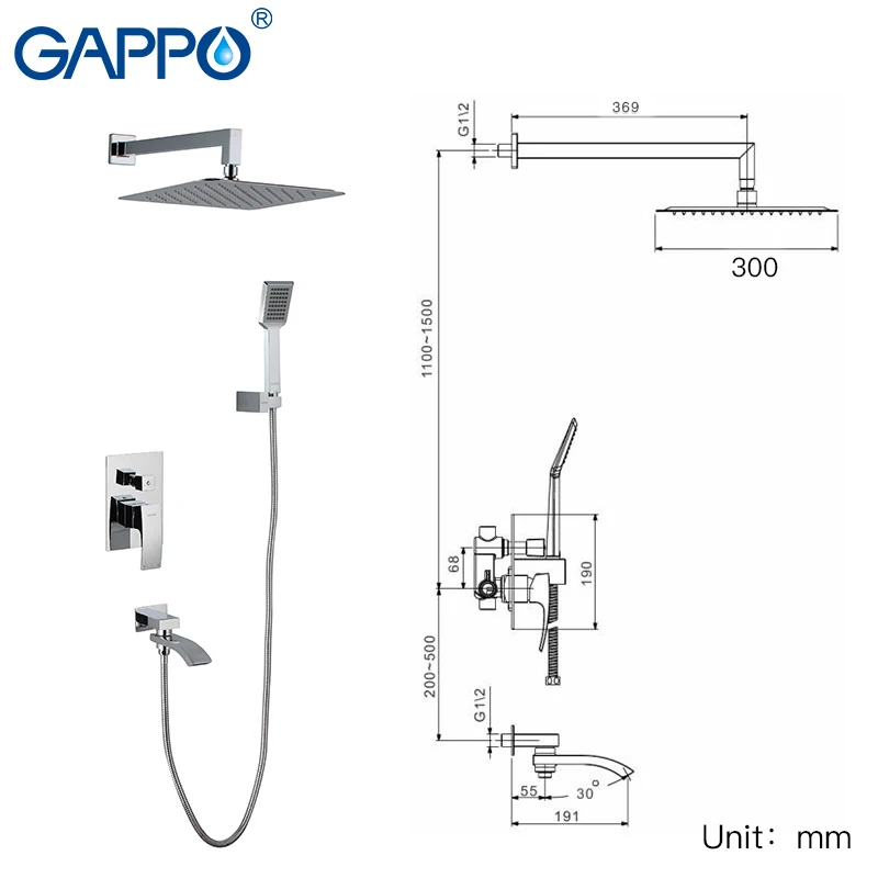 GAPPO shower faucet bathroom rainfall faucets mixer concealed rain taps bathtub Sanitary | Обустройство дома