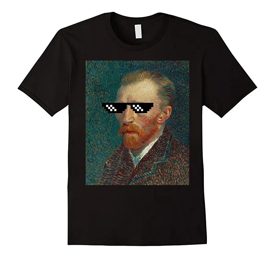 Ван Гог футболка солнцезащитные очки Новый 2018 модные хипстеры короткий рукав