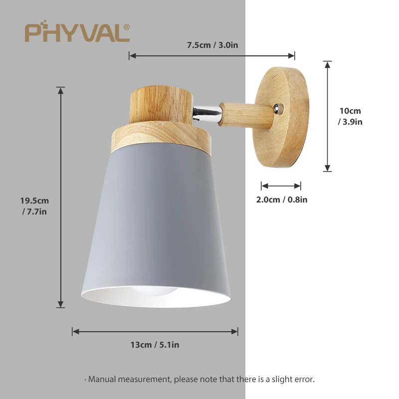 wooden wall lights bedside lamp sconce modern light for bedroom Nordic macaroon 6 color steering head E27 85-285V | Лампы и освещение