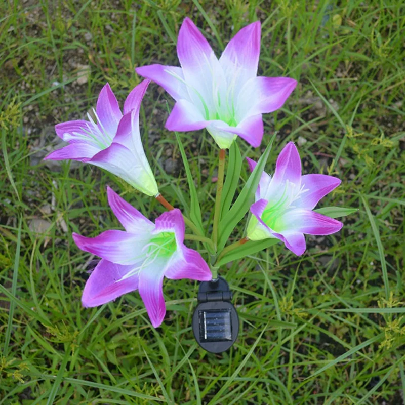 4 Led цветок лилии солнечные лампы Пейзаж Сад Украшение Дома LED свет Двор Газон
