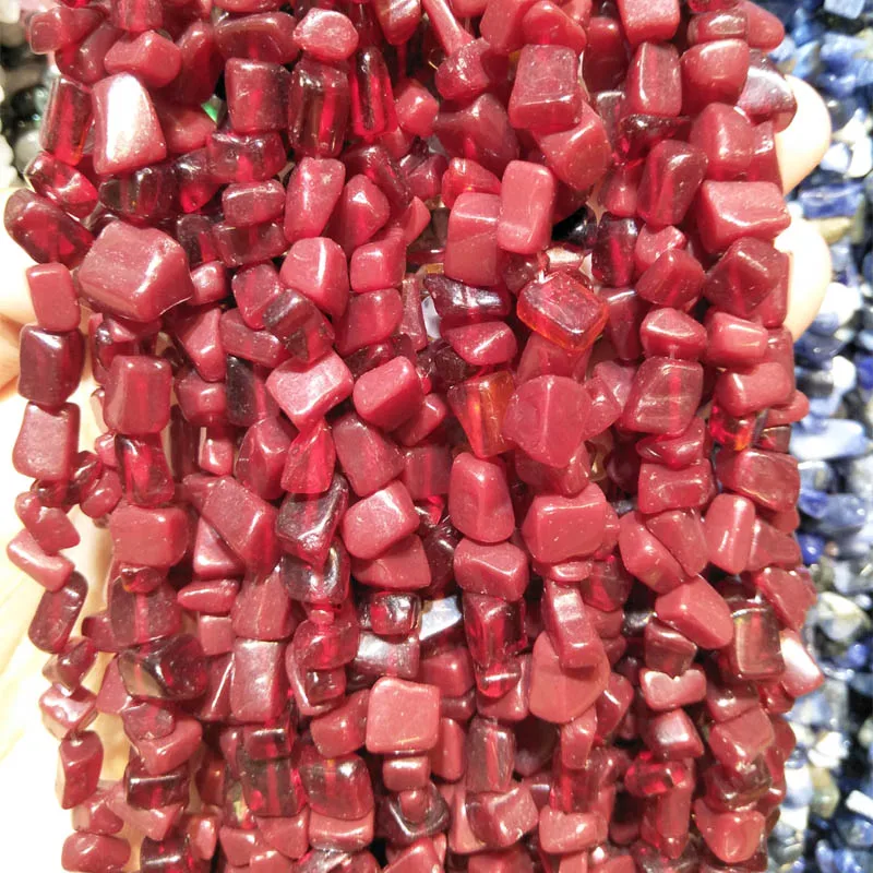 5-8 mm Dark Red Glass Crystal Stone Beads Irregular Gravel Shape For Jewelry Making DIY Bracelet Necklace Strand 34'' | Украшения и