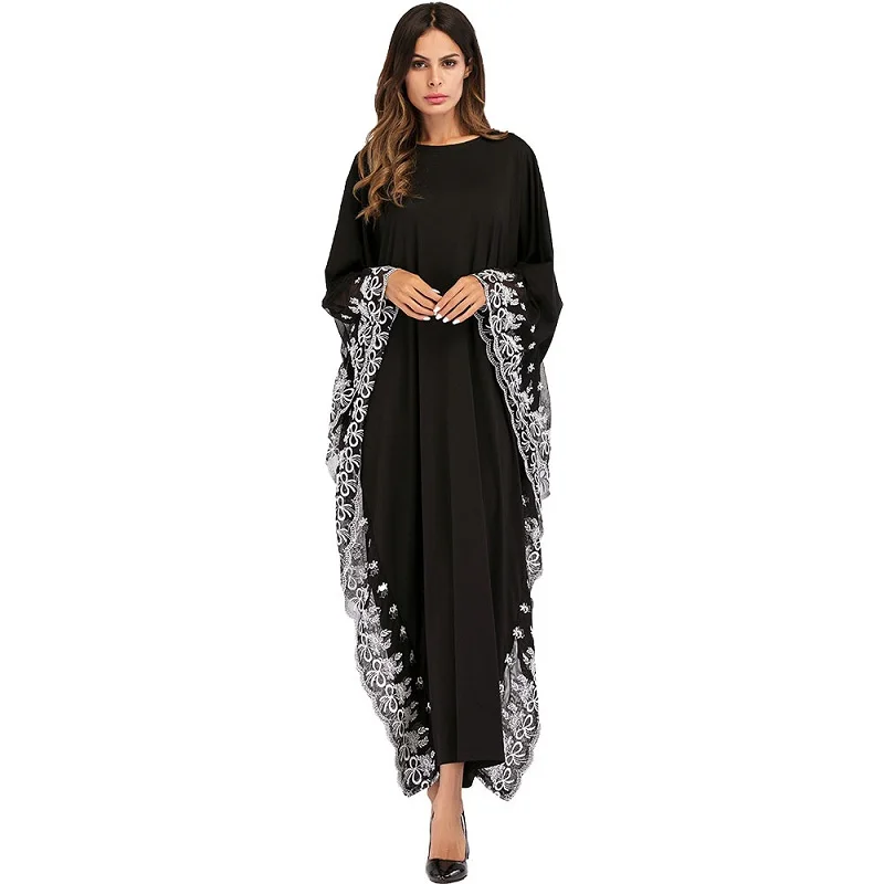 

embroidery muslim dresses muslim gown loose dresses plus one size bat design women's dresses muslim clothing arab robe 5265
