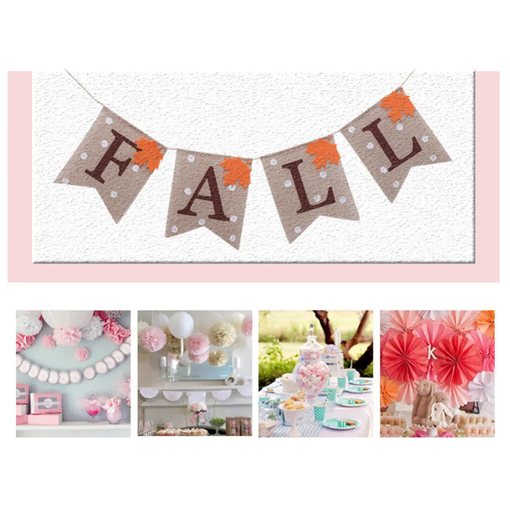 Autumm Fall Garlands with Maples Burlap Halloween Ghost Pumpkin Tails Pull Flag for Wedding Party Anniversary Decor | Дом и сад