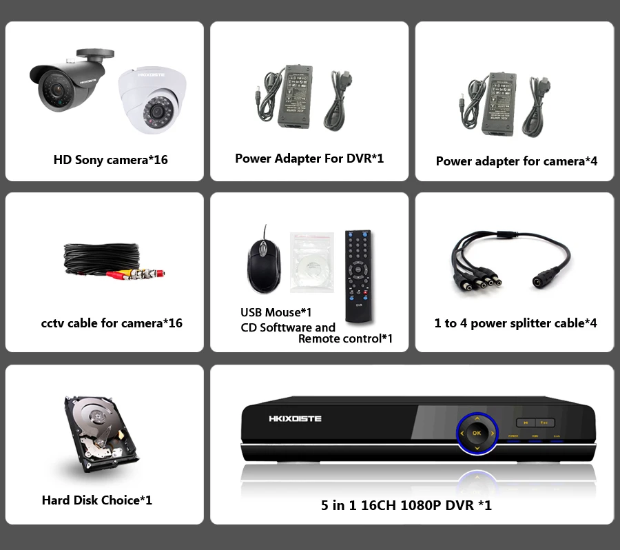 HD 16 канальный 1080 p AHD 3g wifi DVR комплект видеонаблюдения безопасности SONY наружная внутренняя камера видеонаблюдения Система 16CH DVR система