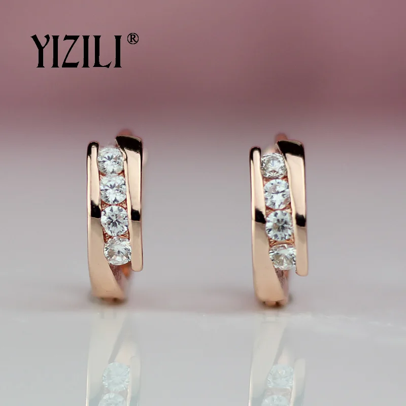 YIZILI,, 585, серьги из розового золота, Круглые, натуральный циркон, висячие, висячие серьги, висячие серьги, модные ювелирные изделия, свадебные, A055