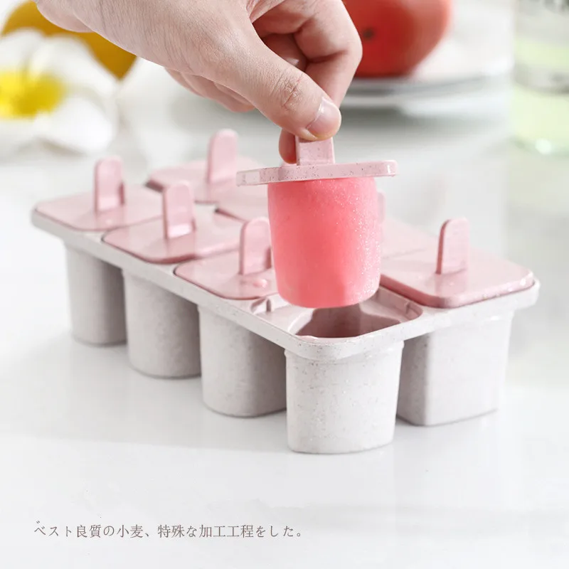 

8Hole Cream Mould Ice Cube Tray Popsicle Barrel Healthy Wheat Stalk Diy Mold Dessert Ice Cream Mold with Popsicle Stick