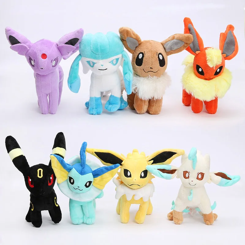 8 шт., 9 шт., карманная плюшевая Umbreon Glaceon Vaporeon Flareon Jolteon, плюшевая кукла, рождественские подарки, 17-24 см - Цвет: 8pcs
