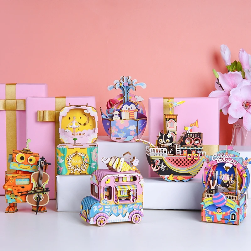 Robotime Новое поступление DIY 3D Kitty балет деревянная головоломка игра сборка