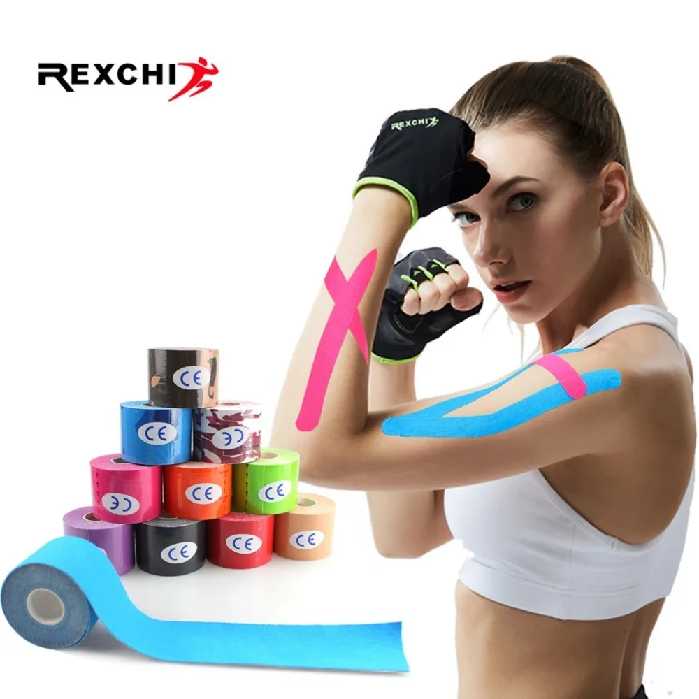 REXCHI эластичные спортивные ленты безопасности рулон с коробкой мышечной клейкой повязкой Защитное снаряжение колено локоть поддержка 5 см* 5 м
