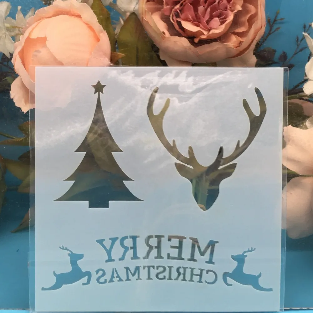 13 см олень сосна DIY ремесло наслоение трафареты настенная живопись штампованная