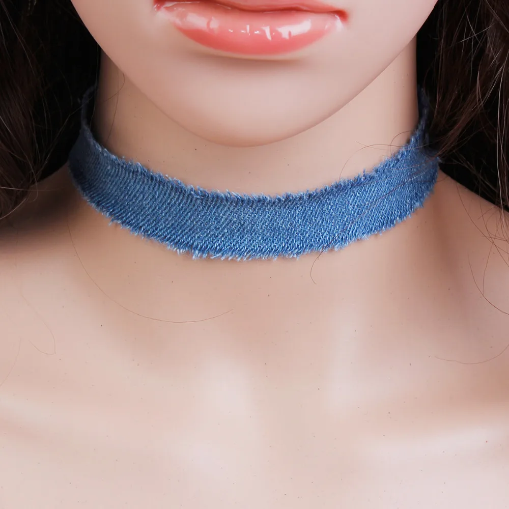 DoreenBeads модный чокер из голубого денима ожерелье для женщин с кисточками джинсы