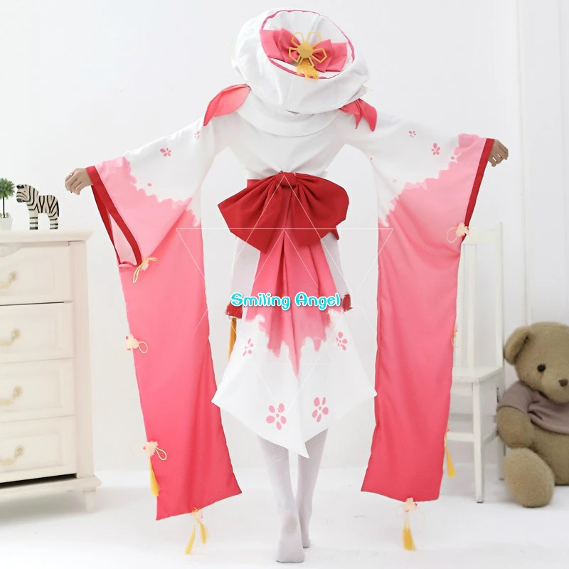 Women's Japanese Kimono Anime Onmyoji Cosplay Costume The Peach Blossom Banshee Vantage Fancy Dress Uniform NEW |