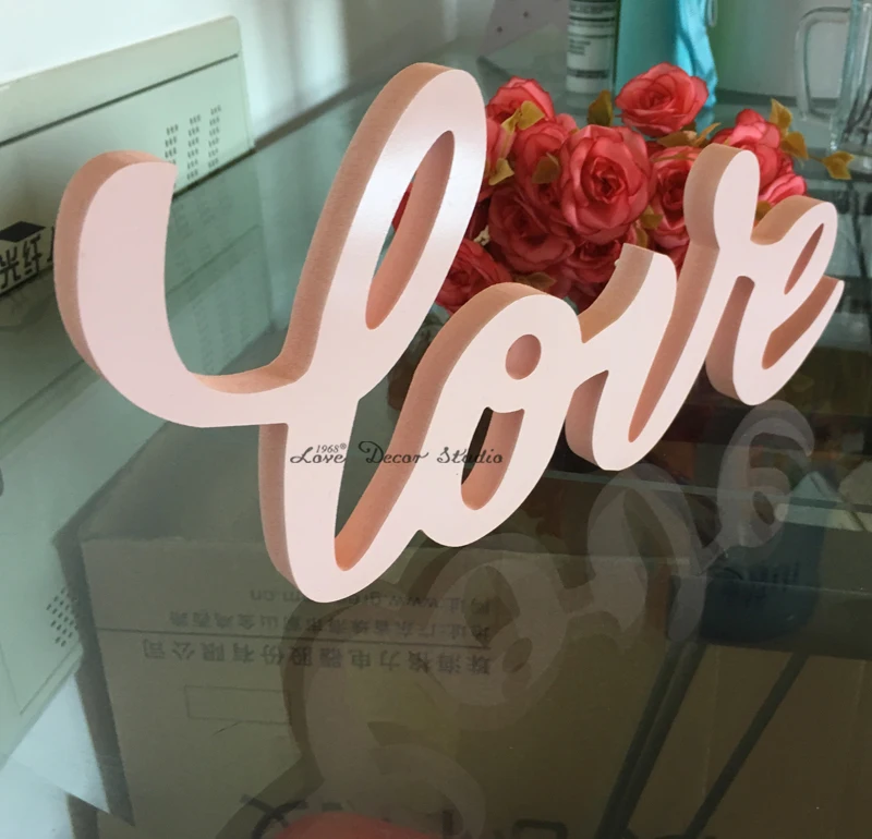 Розовый стоять самостоятельно Любовные Письма Знак Налет Подарок Украшения