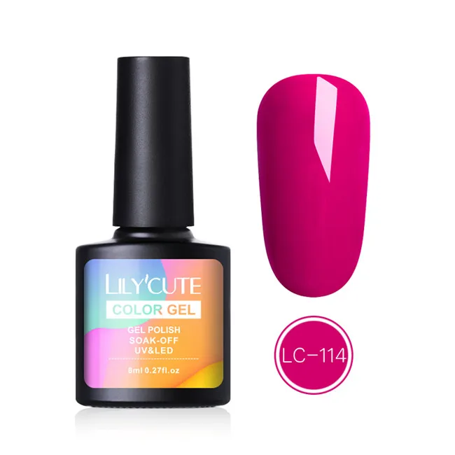 LC 114 LILYCUTE 8 мл гель для ногтей с блестками лак для живого кораллового апельсина чистый цвет для ногтей Полупостоянный отмачиваемый УФ светодиодный гель лак для ногтей - Цвет: LC 114