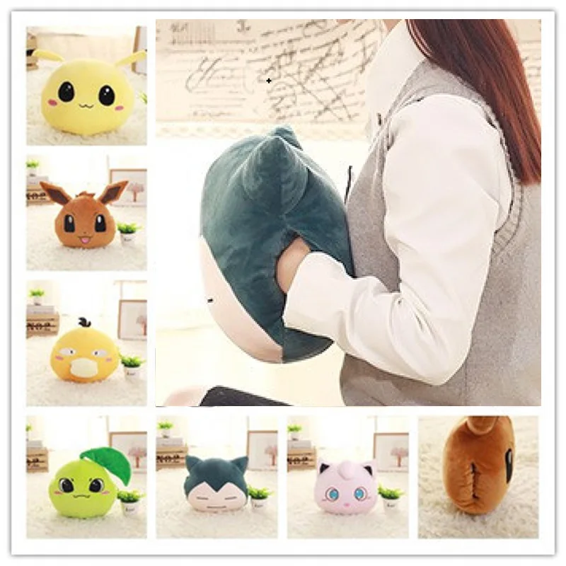 Креативная грелка для рук, подушка, подарок, Snorlax, Psyduck, Jigglypuff, Eevee, игрушка для детей, офисный диван, мягкая плюшевая аниме, милая кавайная кукла