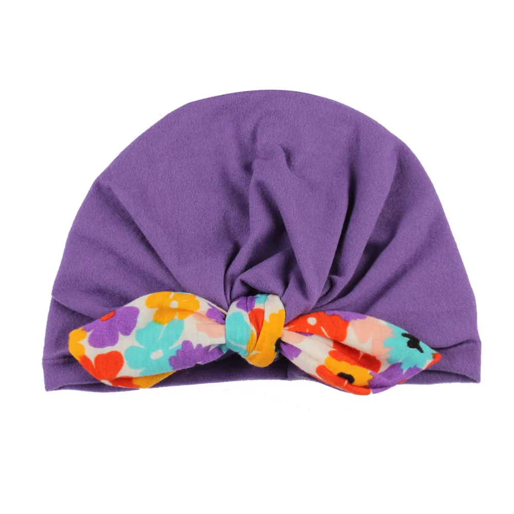 E205639 Sweet Dot Baby Girl Hat with Bow Candy Color Baby Turban Cap for Girls Elastic Infant Accessories 1 PC - Цвет: E205639