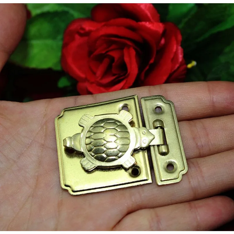 Turtle Lock Wooden Jewellery Box Vase Buckle Metal Hasp Latch Decorative Chinese Furniture Gold Color 8Sets | Обустройство дома