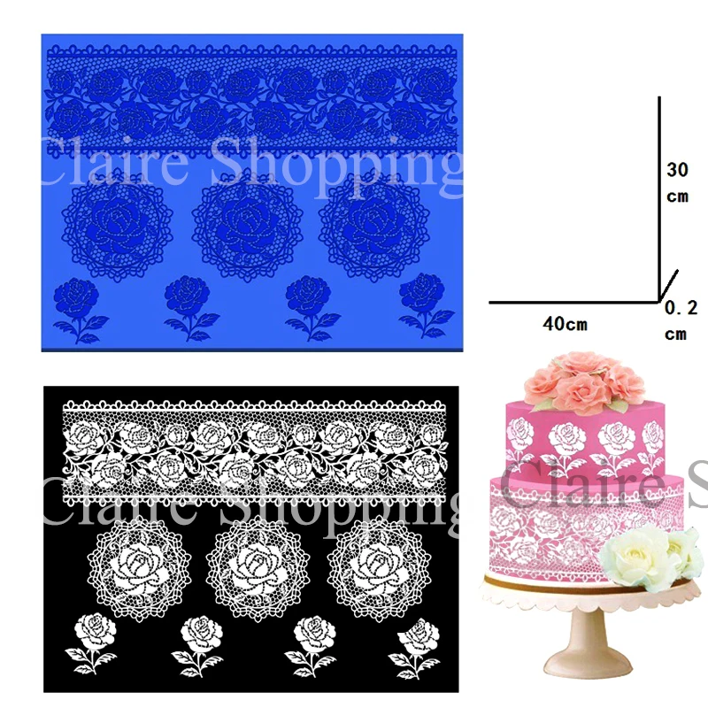 Yueyue Sugarcraft 1 pc big Rose silicone lace mold fondant cake decorating tools chocolate gumpaste | Дом и сад