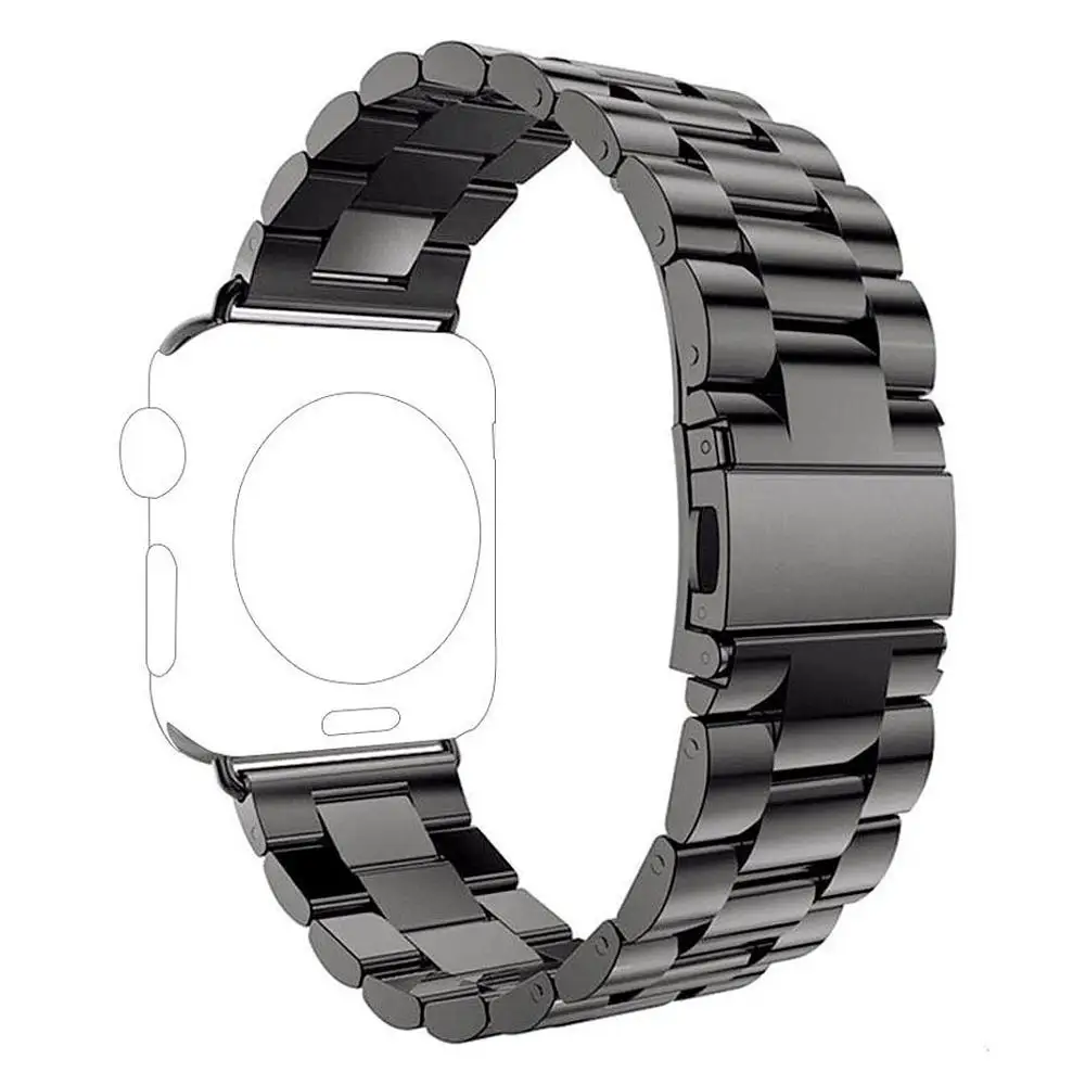 black Браслет Joyozy из нержавеющей стали ремешок для iwatch серии 4 5 3 2 1 сменный ремешок для Apple Watch 38 мм 42 мм 40 мм 44 мм - Цвет ремешка: black