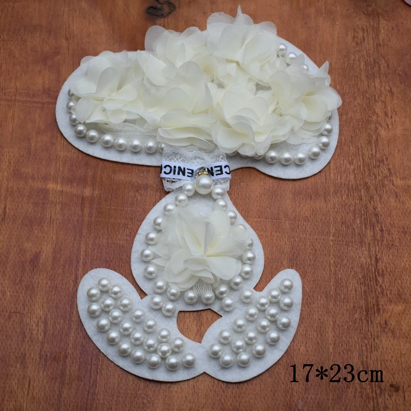 Вышитая бисером шифоновая нашивка с изображением леса животного цветов