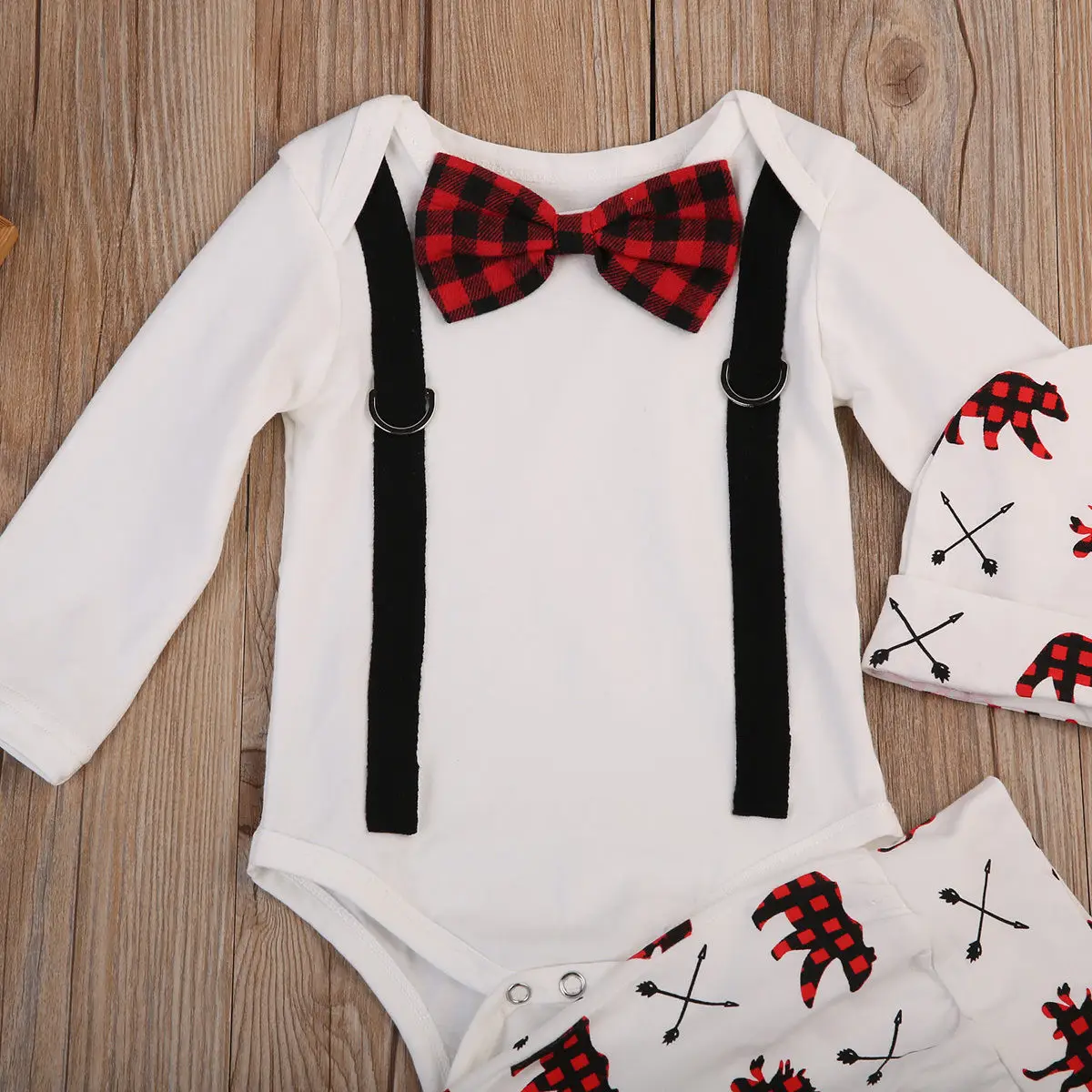 2017 Newborn Infant Baby Boys Clothing Set Tops Bodysuit Playsuit Long Sleeve Bow Cute Pants Hat Outfits 3pcs Clothes Sets |