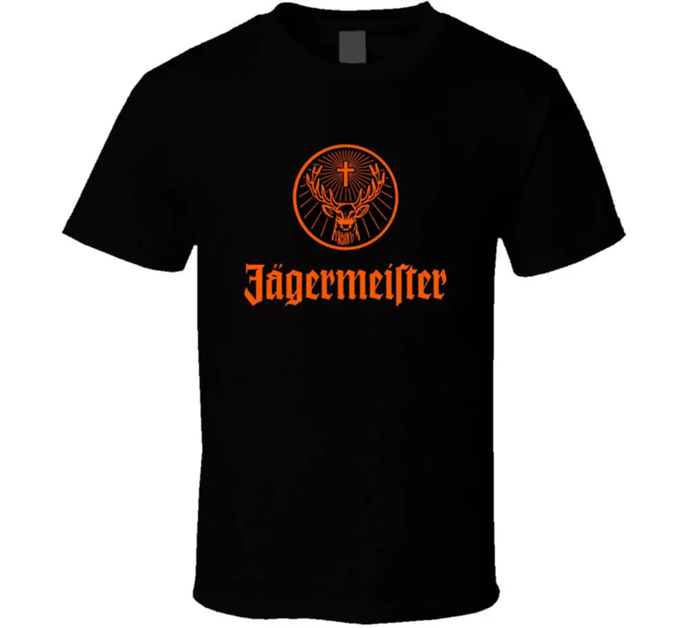 Jagermeister Немецкий Логотип Мужская черная футболка 100% хлопок вентилятор подарок