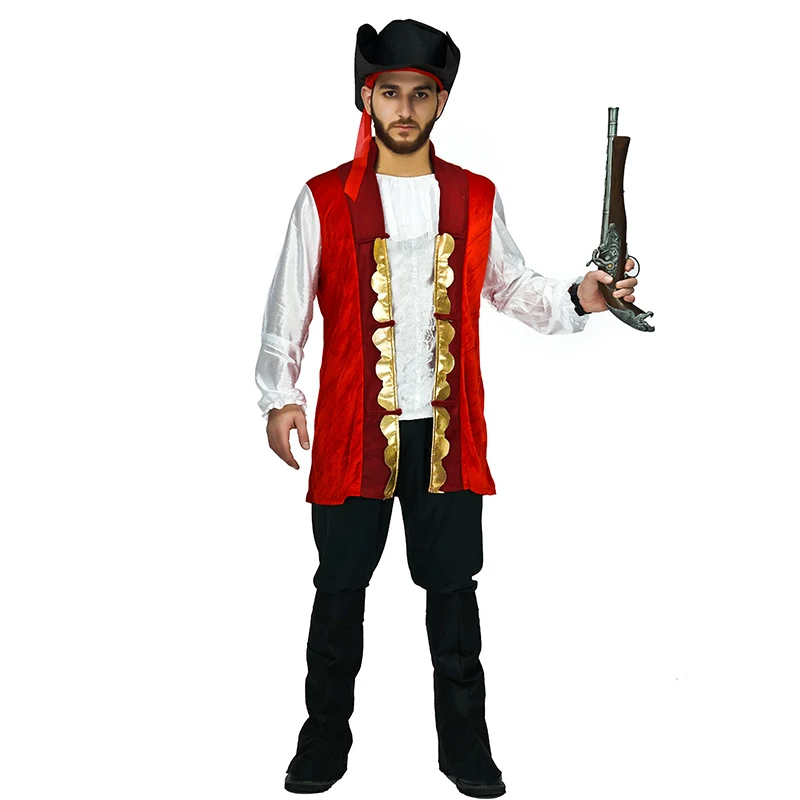 Новинка 2017 года Карибский пиратский Для мужчин Косплэй костюм Необычные партии