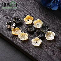 10pcs 10mm 3d five petal flower shell beads charms mop seashells beads caps pendant for necklace diy jewelry components making