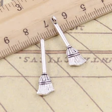 20pcs Charms Beson Broom 27x10mm Tibetan Bronze Silver Color Pendants Antique Jewelry Making DIY Handmade Craft